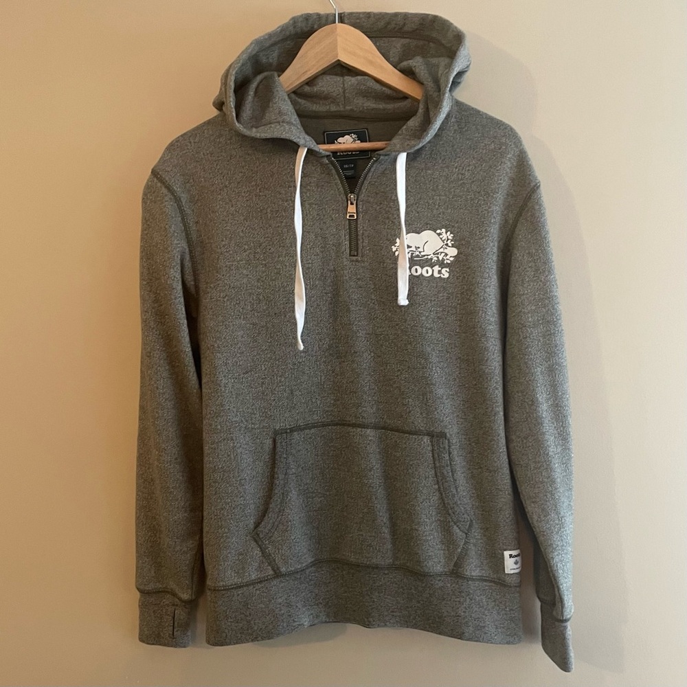Roots Women's XS Mottled Soft Green Hoodie Classic Canada Beaver‎ Logo